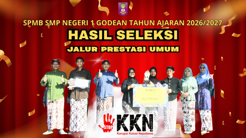 HASIL SELEKSI JALUR PRESTASI UMUM SPMB SMP NEGERI 1 GODEAN TAHUN AJARAN 2026/2027